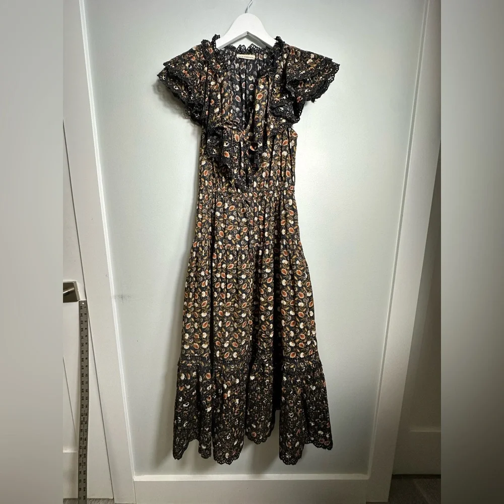 ULLA JOHNSON Yvette Floral Cotton Midi Dress Size 4 - Picture 11 of 17